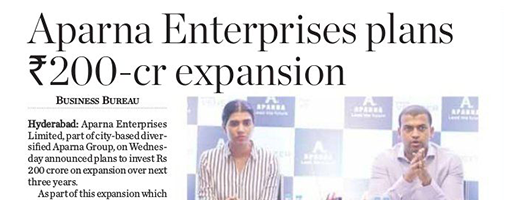 APARNA ENTERPRISES PLANS RS. 200 CR. EXPANSION